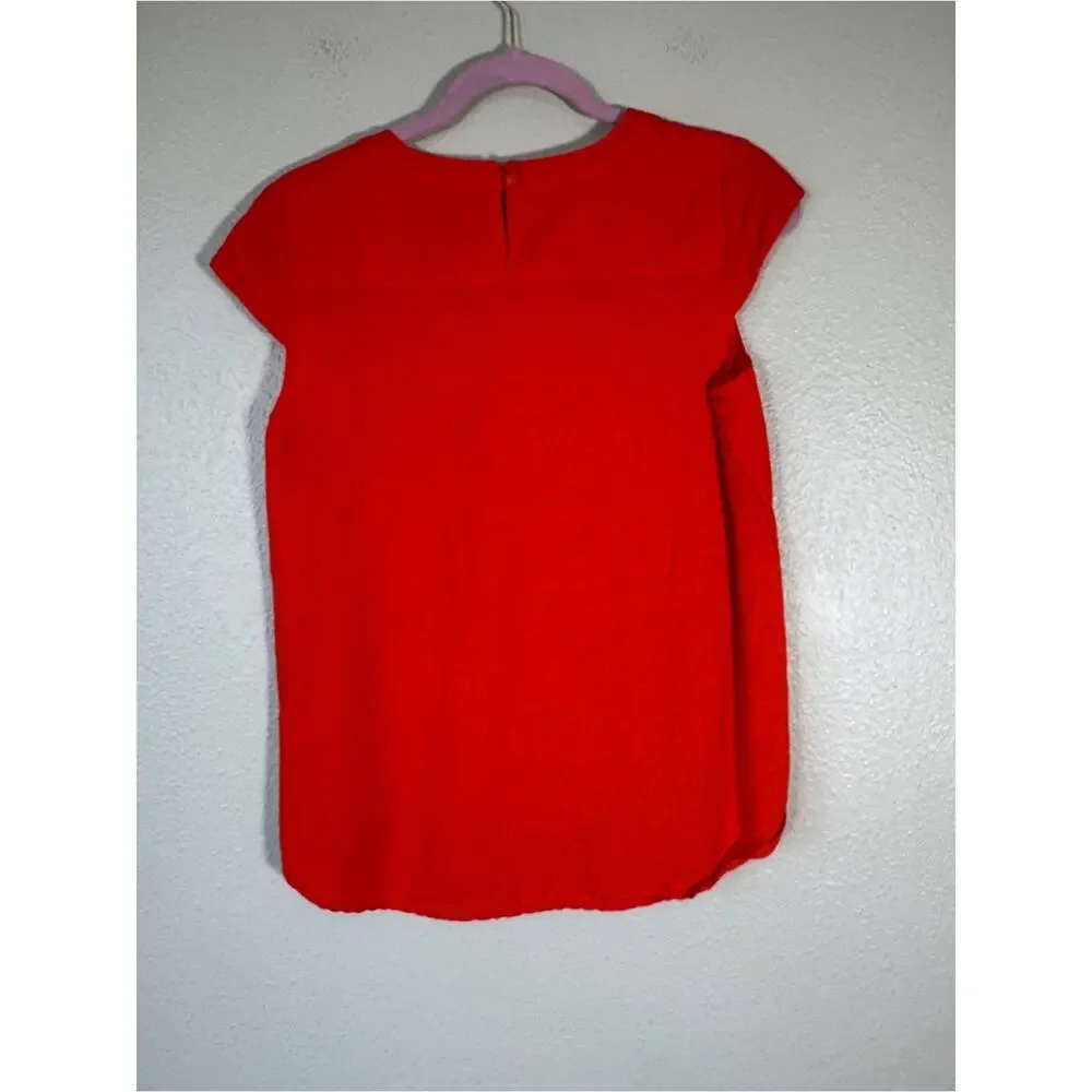 J Crew Orange Cap Sleeve Blouse Womens 0P Casual Spring Preppy Shirt Top